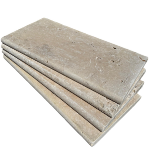 margelle 30x61 bord arrondi beige clair rustique