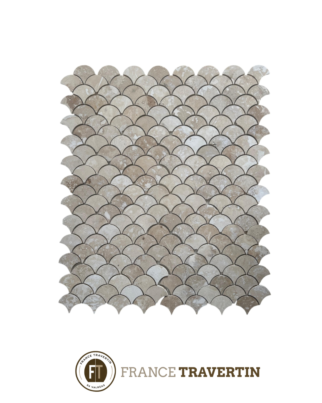 mosaïque beige nuancé arabesque & motif 31x25 cm rustique