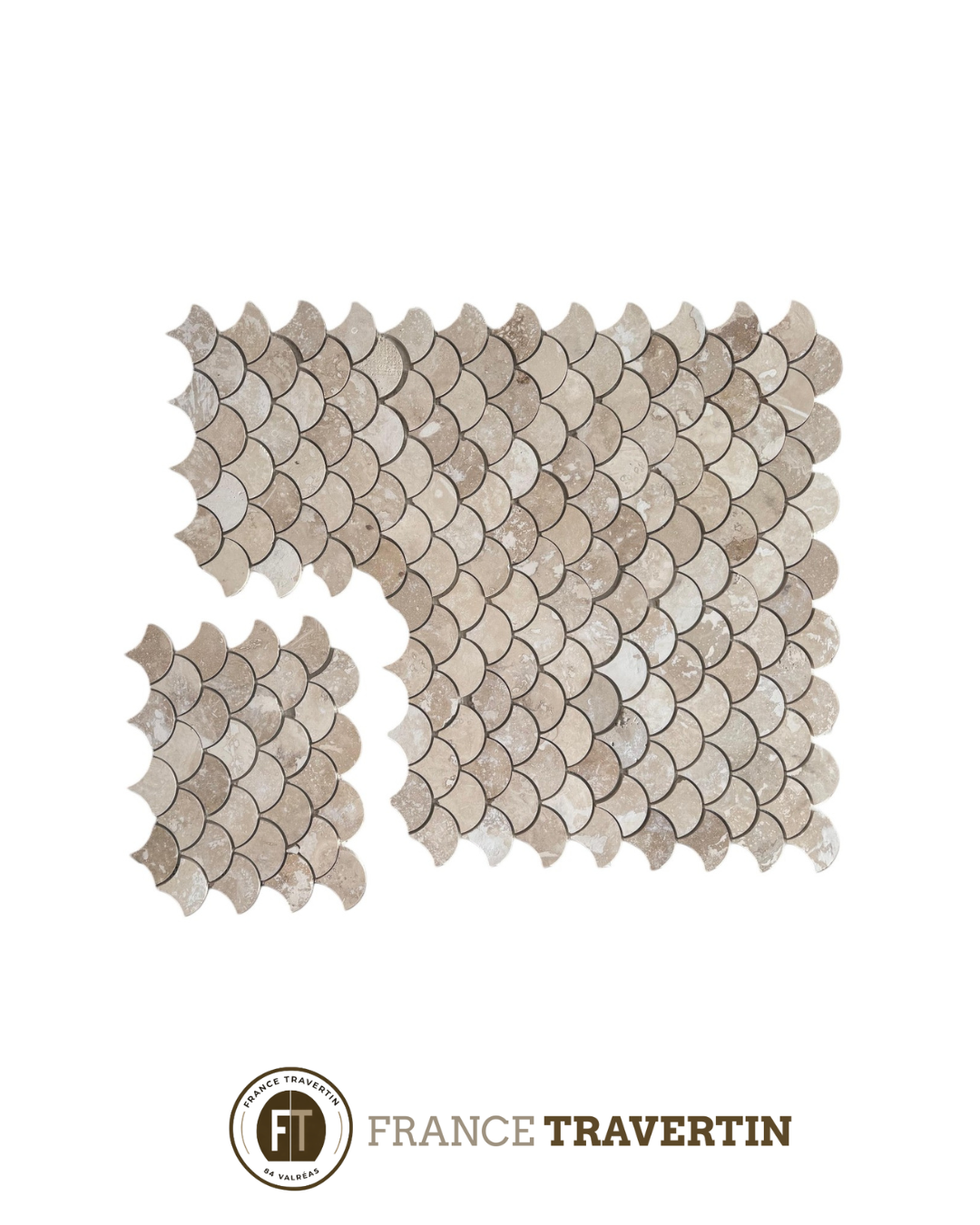 mosaïque beige nuancé arabesque & motif 31x25 cm rustique