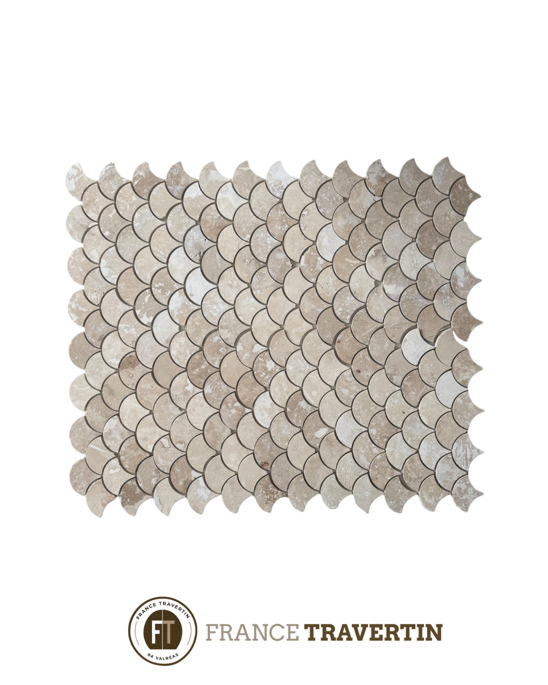 mosaïque beige nuancé arabesque & motif 31x25 cm rustique